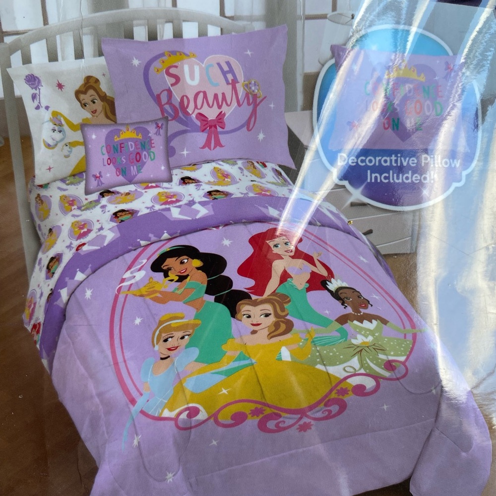 Disney Purple Comforter Set with Princess Design